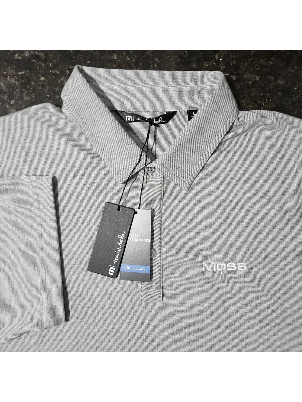 NWT Travis Matthew Sunnyvale Performance Polo Stretch Grey Heather Golf Preppy